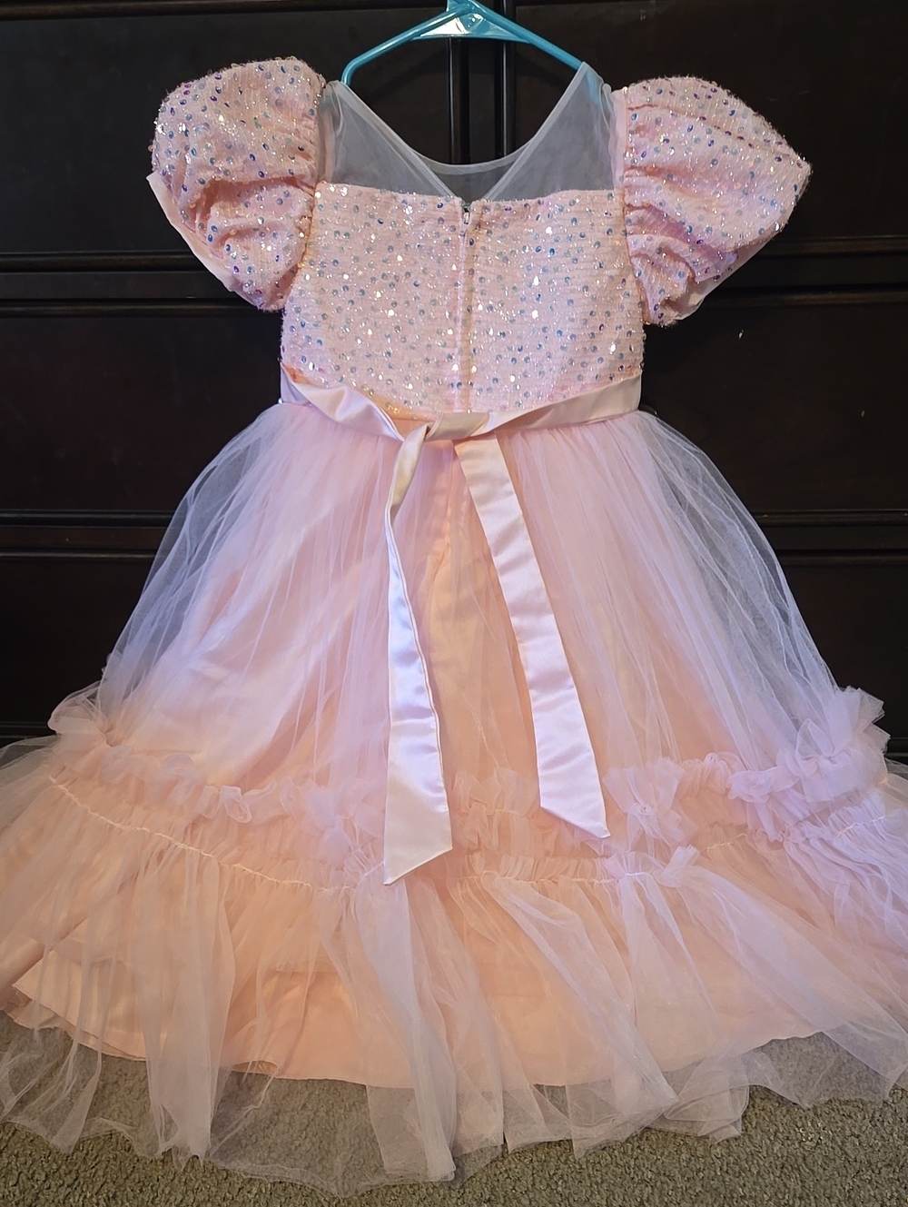 Girls' Size 5 Pink Sequin Tulle Princess Dress - Picture 2 of 4